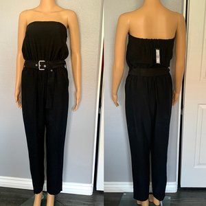 NWT Kenneth Cole Belted Jumpsuit Strapless Black 2